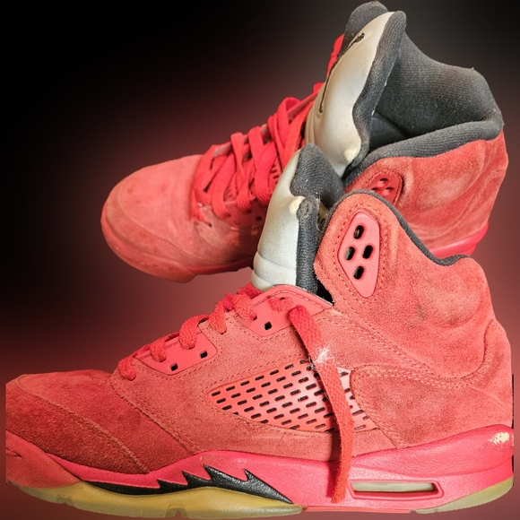 AIR JORDAN 5 RETRO RED SUEDE (GS) 440888-602 size 7Y - Picture 4 of 7